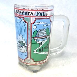 Vintage glass beer mug Niagara Falls landmark picture graphic handled drink cup